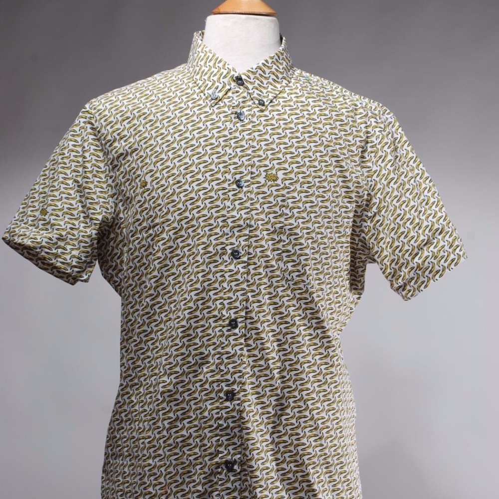 Moschino Yellow Banana Cotton Short Sleeve Shirt